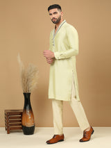Sage Green Lachi Detail Kurta Set