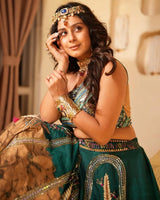 Isha Malviya In Teal Blue Handpainted Lehnga