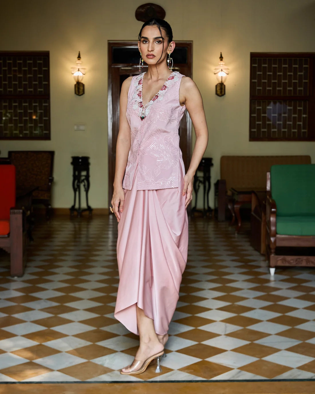 Noor Draped Skirt And Top Set