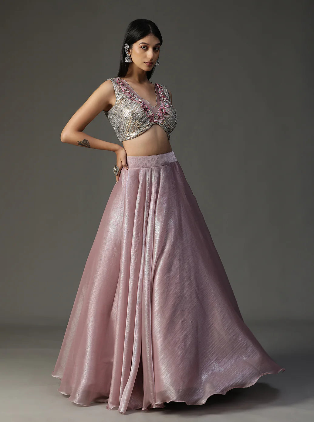 Lilac Organza Lehnga Set