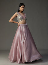 Lilac Organza Lehnga Set