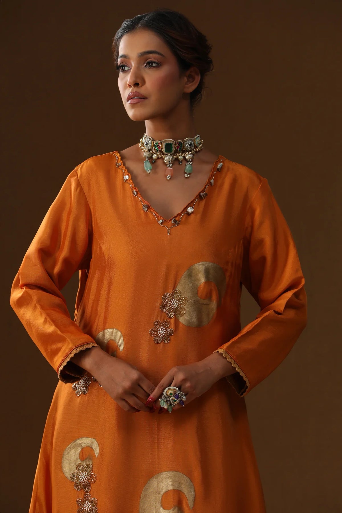 Golden Stroke Orange Suit Set