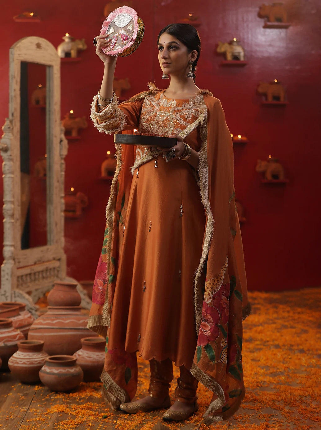 Orange Shringar Raas C York Suit