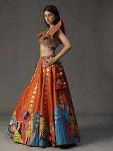 Orange Modern Baraat Lehnga set