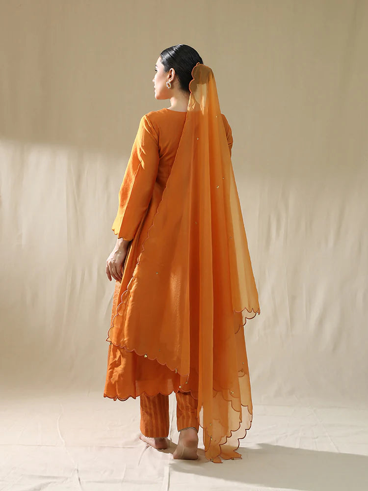 Orange Heart A Line Suit Set