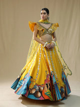 Yellow Modern Barat Lehenga Set