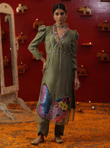 Pista Green Handpainted Suit Set