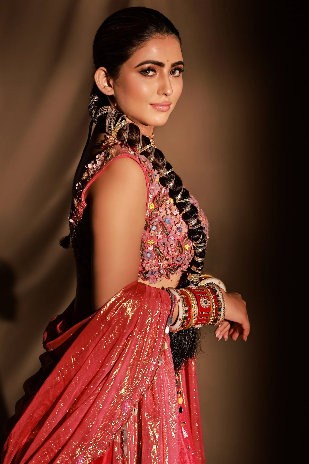 Red Handpainted Lehnga