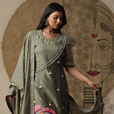 Dusty Green Handpainted Suit Set