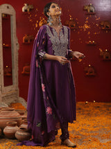 Floral Handpainted Shringar Purple Suit Set