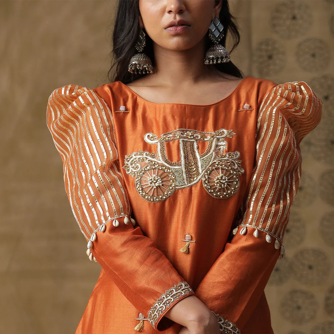 Burnt Orange Palki Suit Set
