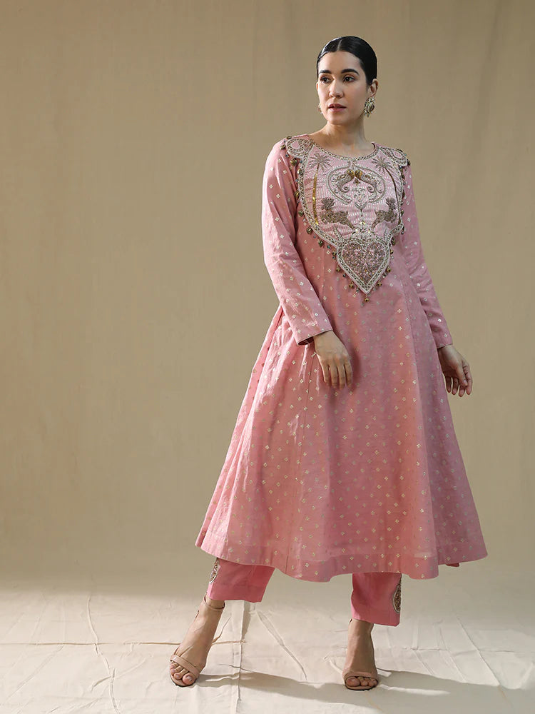 Baby Pink Kastoori Self Suit Set