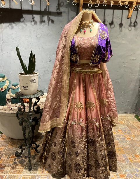 Dusty Rose & Brown Lehenga