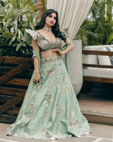 Priya Ahuja In Sapphire Blue Handpainted Lehenga Set