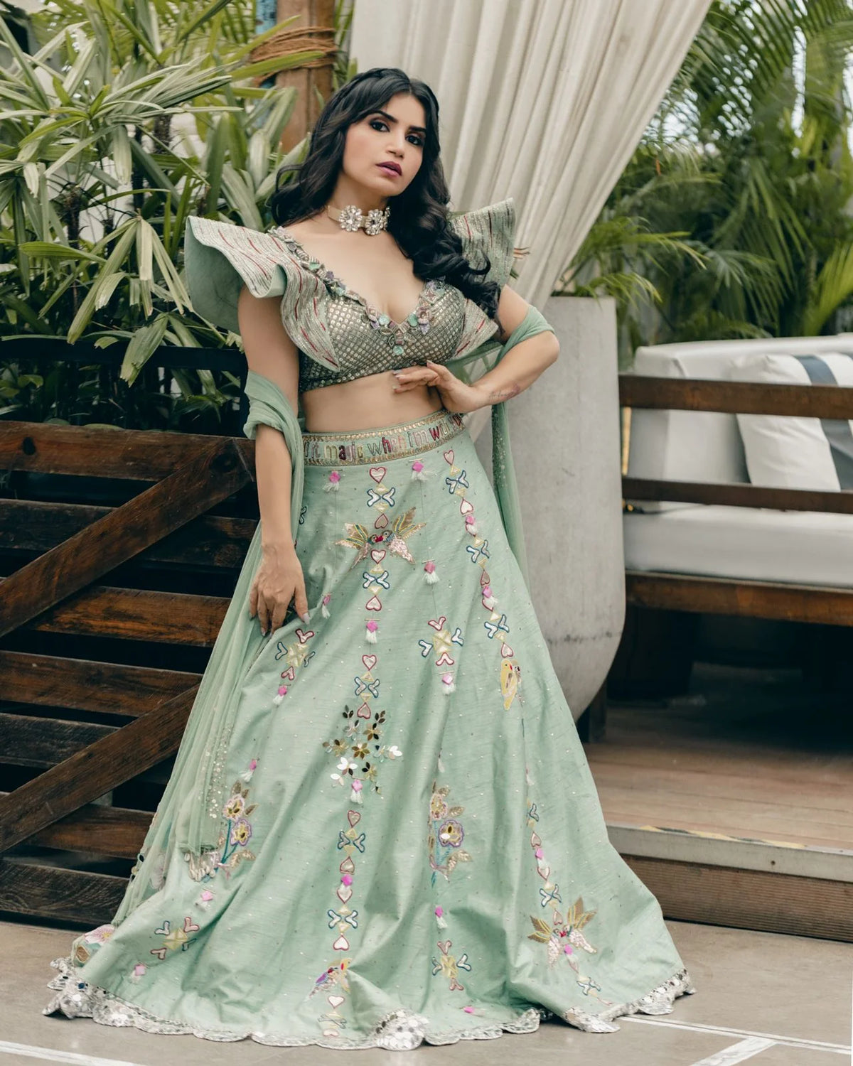 Priya Ahuja In Sapphire Blue Handpainted Lehenga Set