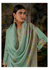 Silk Jacquard Suit With Hand Work And Zari Lace Detailing