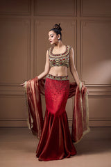 Swaroski Statement Choli With Goitted Lehenga And Dupatta