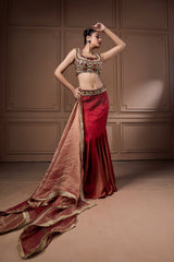 Swaroski Statement Choli With Goitted Lehenga And Dupatta