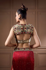 Swaroski Statement Choli With Goitted Lehenga And Dupatta