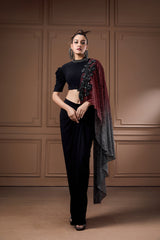 Cocktail Moonlight Shimmer Drape With Crop Top And Drape Skirt