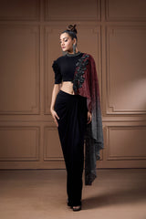 Cocktail Moonlight Shimmer Drape With Crop Top And Drape Skirt