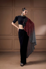Cocktail Moonlight Shimmer Drape With Crop Top And Drape Skirt