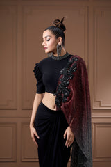 Cocktail Moonlight Shimmer Drape With Crop Top And Drape Skirt