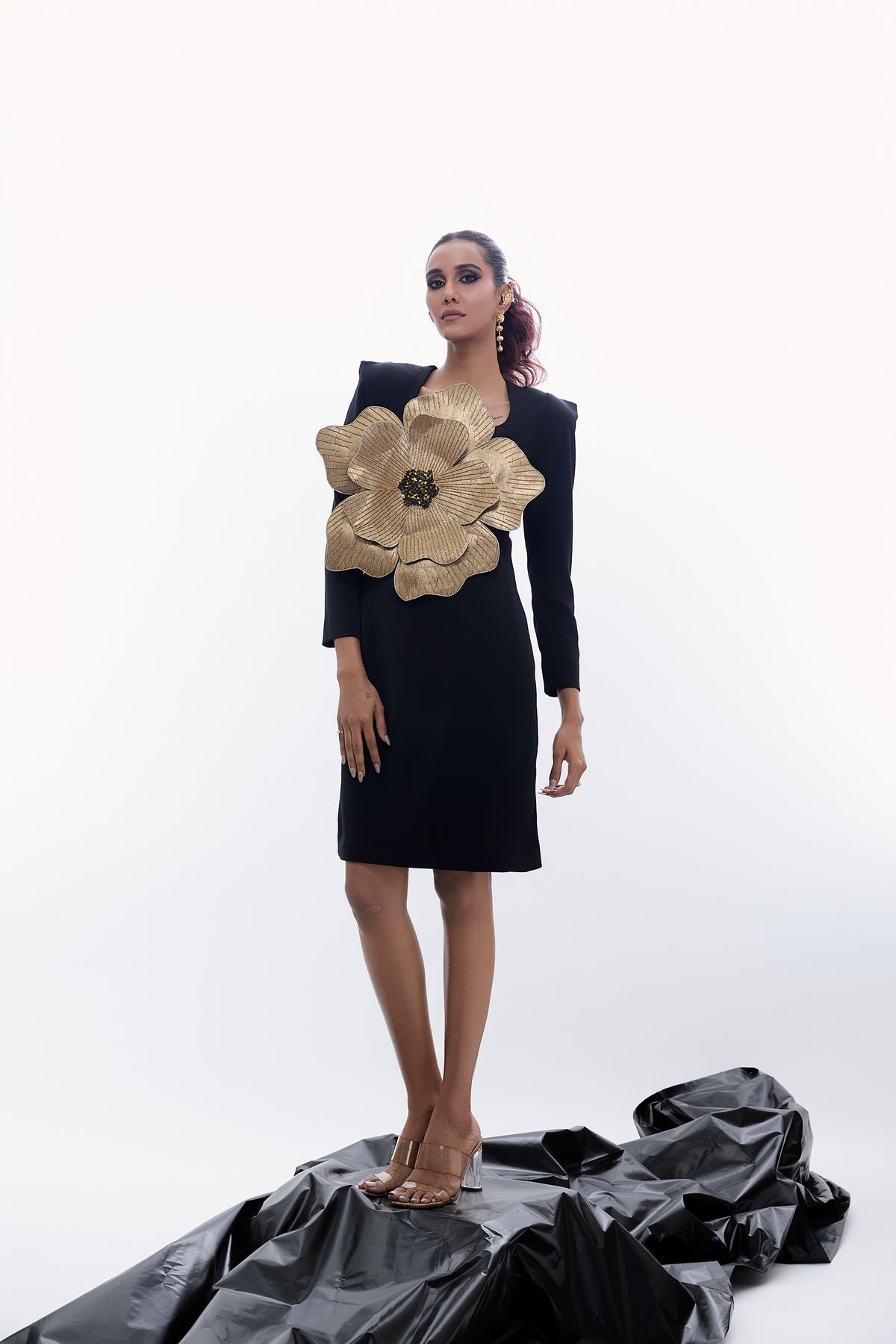 Golden Flower Sheath Dress