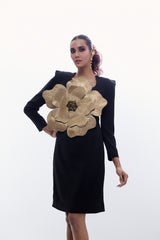 Golden Flower Sheath Dress