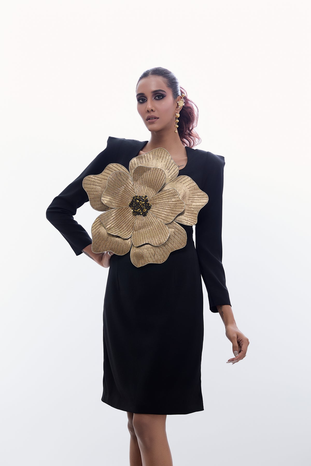Golden Flower Sheath Dress