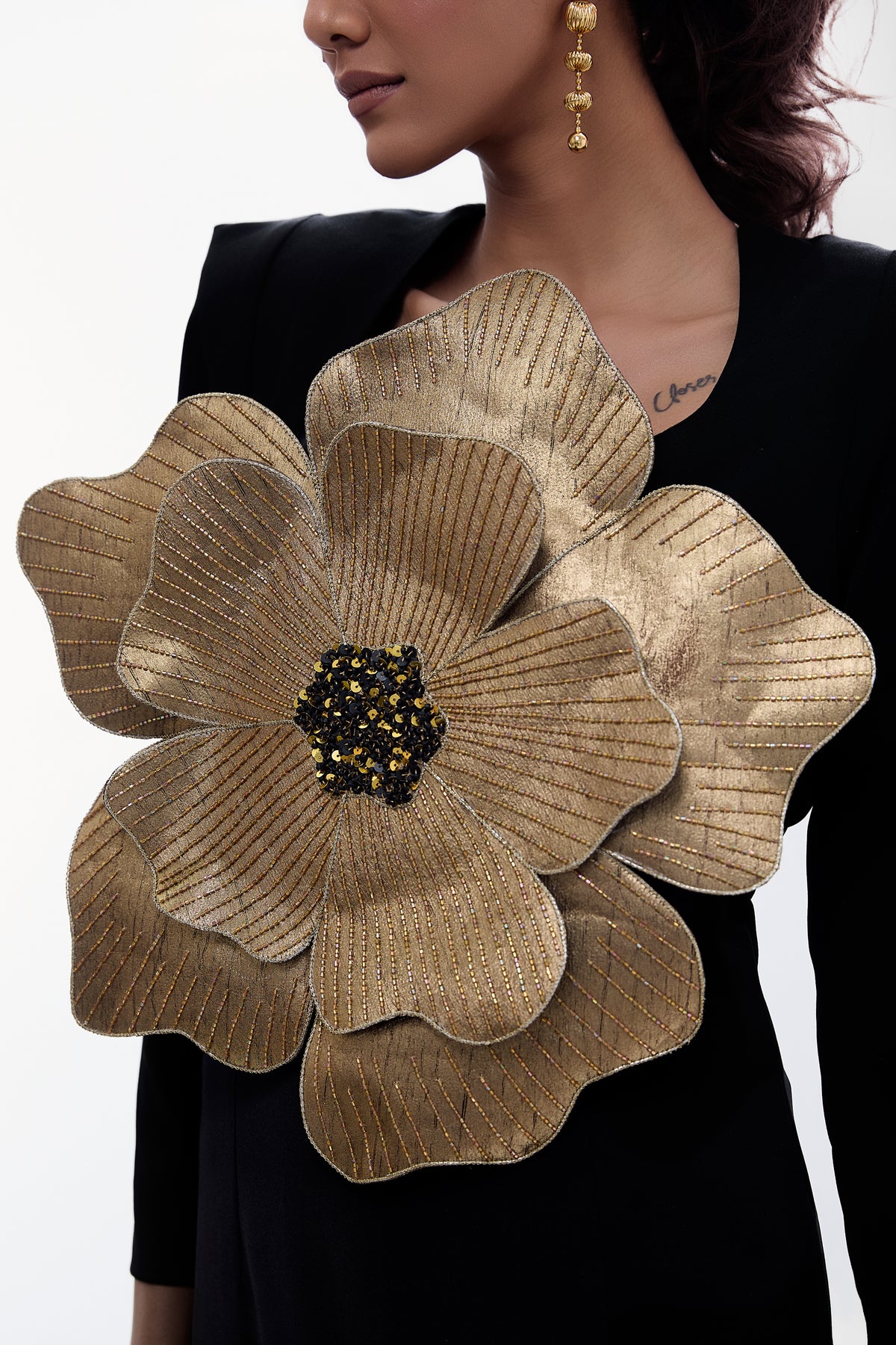 Golden Flower Sheath Dress