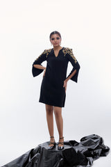 V-Neck Gold Statement Dress