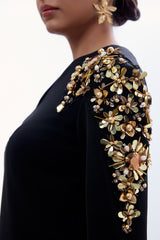 V-Neck Gold Statement Dress