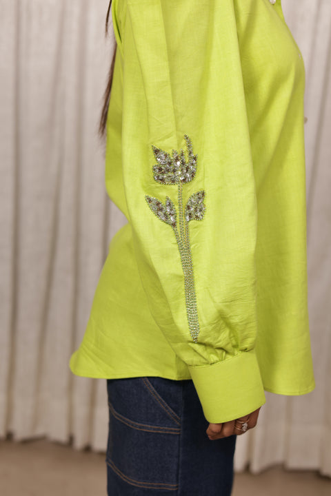 Lime Green Linen Shirt