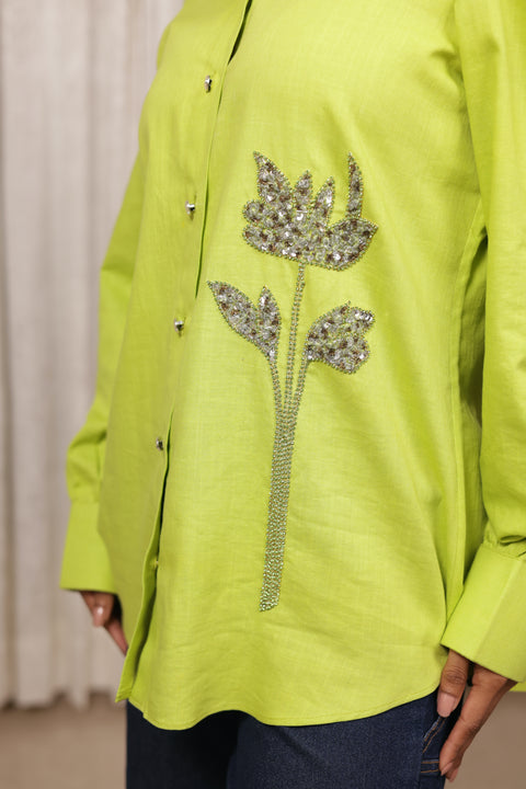 Lime Green Linen Shirt