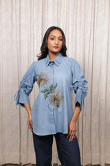 Denim Blue With Double Collar Shirt