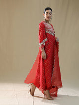 Red Self Chanderi Suit Set