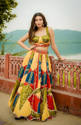 Multicolor- Rust Lehenga Set