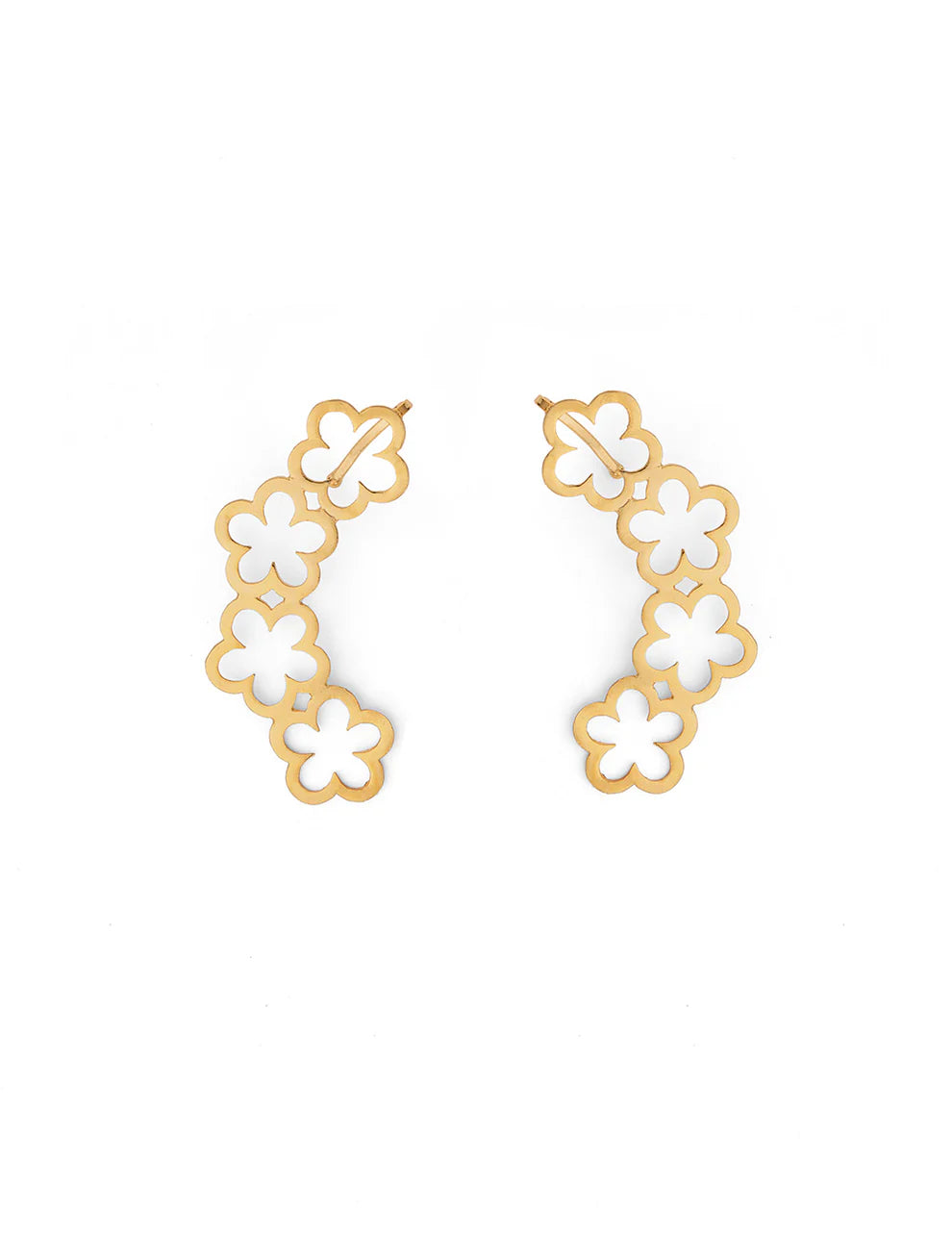 Golden Flower Drop Ear Cuff