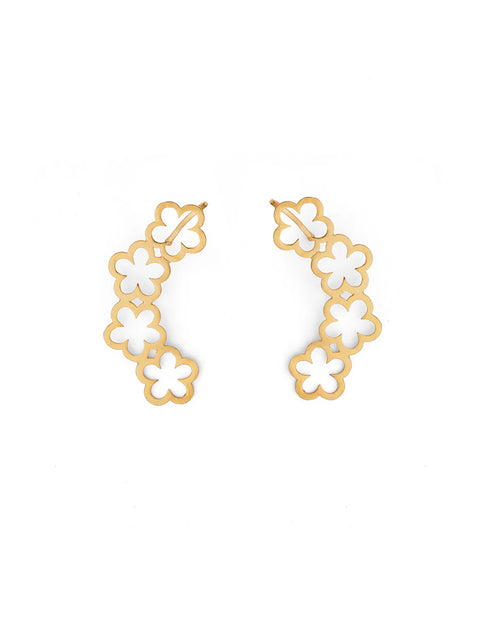 Golden Flower Drop Ear Cuff
