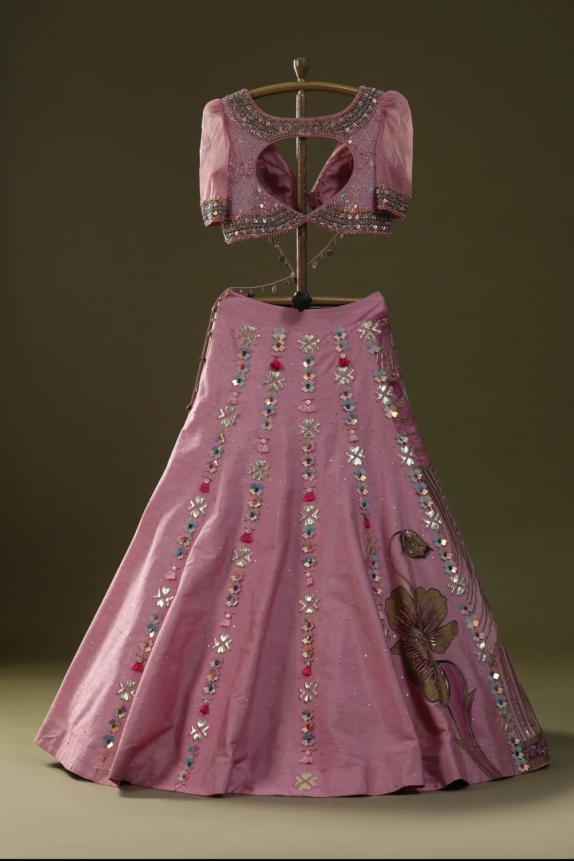 Rosy Pink Handpainted Lehenga Set