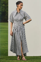 Corset Stripe Midi Dress