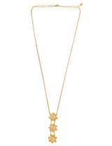 Pearly Golden Flower Triple Pendant Necklace