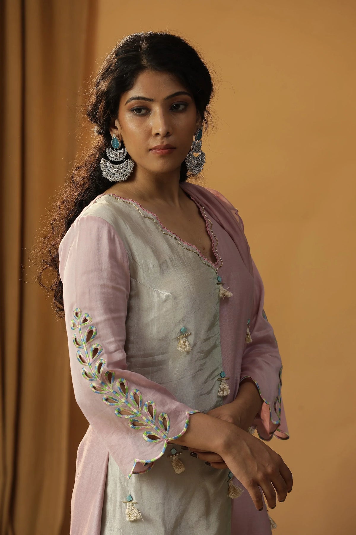 Baby Pink Chanderi Silk Suit set