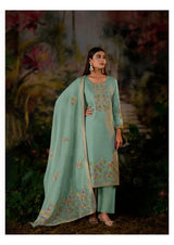 Silk Jacquard Suit With Hand Work And Zari Lace Detailing
