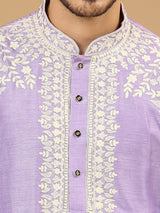 Lilac Embroidered Kurta Set
