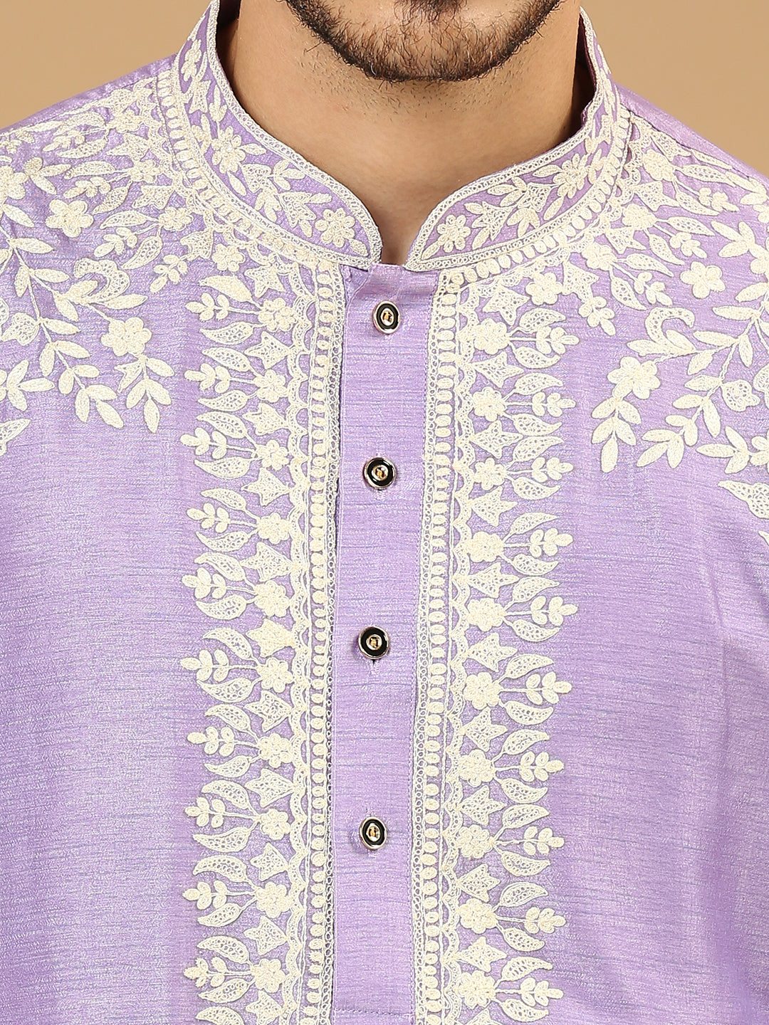 Lilac Embroidered Kurta Set