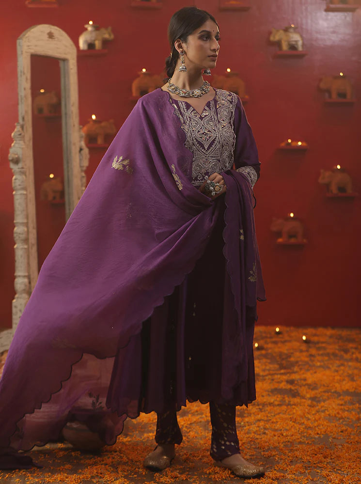Purple Shringar Anarkali Suit Set