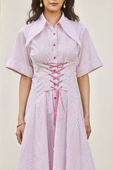 Corset Stripe Midi Dress