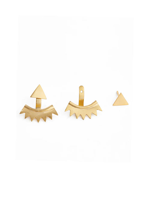 Golden Triangular Jacket Earrings